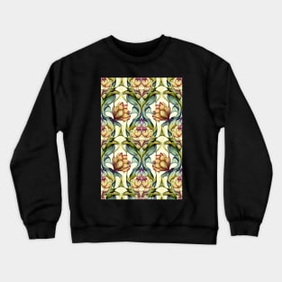 Floral Garden Botanical Print with Gold Flowers and Leaves Crewneck Sweatshirt